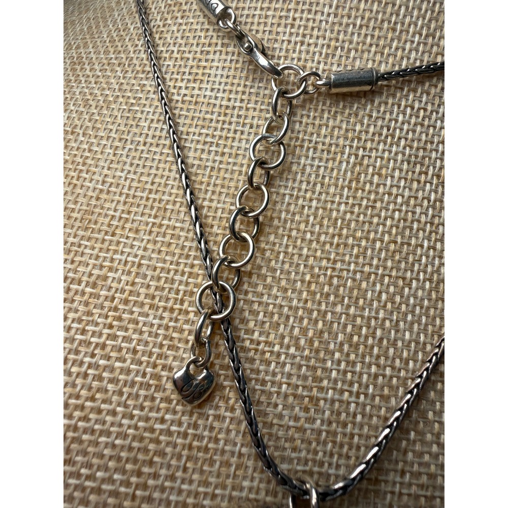 Brighton Silver Tone Heart Badge Clip Necklace Wheat Chain Flawed See Photos - Picture 5 of 16